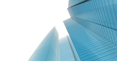 Arkaplanda mimari bina 3d illüstrasyon