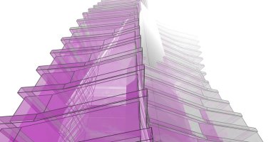 Mimari sanat konseptinde soyut çizgiler, minimum geometrik şekiller. 