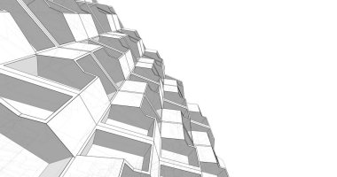 Mimari sanat konseptinde soyut çizgiler, minimum geometrik şekiller. 