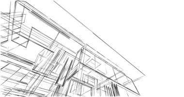 Mimari sanat konseptinde soyut çizgiler, minimum geometrik şekiller. 