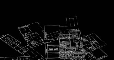 Mimari sanat konseptinde soyut çizgiler, minimum geometrik şekiller. 