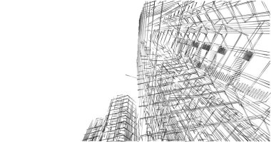 Mimari sanat konseptinde soyut çizgiler, minimum geometrik şekiller. 