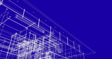 Arkaplanda mimari bina 3d illüstrasyon