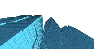 Arkaplanda mimari bina 3d illüstrasyon