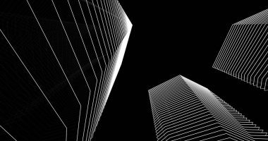 Arkaplanda mimari bina 3d illüstrasyon