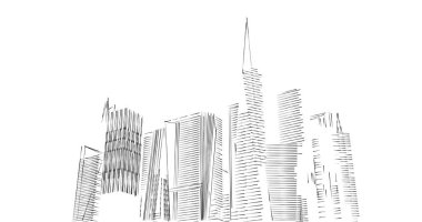 Arkaplanda mimari bina 3d illüstrasyon