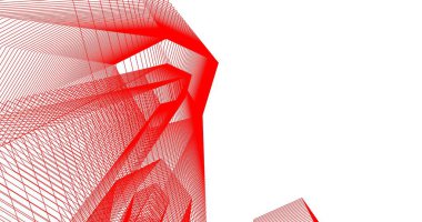 3d mimari duvar kağıdı tasarımı, dijital bina çizimi 