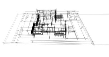 Arkaplanda mimari bina 3d illüstrasyon