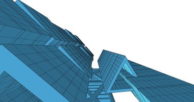 Arkaplanda mimari bina 3d illüstrasyon