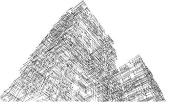 Mimari sanat konseptinde soyut çizgiler, minimum geometrik şekiller. 