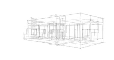 Arkaplanda mimari bina 3d illüstrasyon