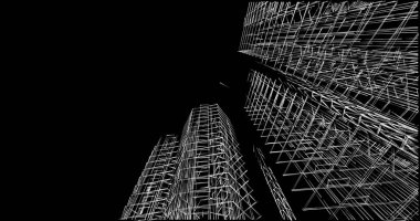 Mimari sanat konseptinde soyut çizgiler, minimum geometrik şekiller. 