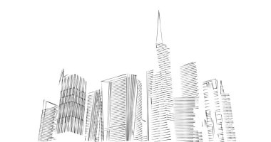 Arkaplanda mimari bina 3d illüstrasyon