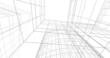 Mimari sanat konseptinde soyut çizgiler, minimum geometrik şekiller. 