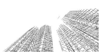 Mimari sanat konseptinde soyut çizgiler, minimum geometrik şekiller. 