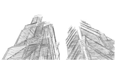 Mimari sanat konseptinde soyut çizgiler, minimum geometrik şekiller. 