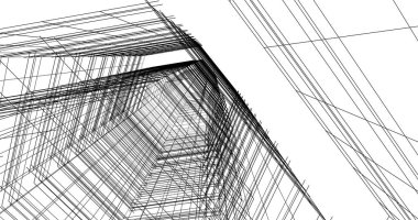 Arkaplanda mimari bina 3d illüstrasyon