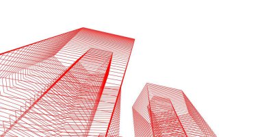 3d mimari duvar kağıdı tasarımı, dijital bina çizimi 