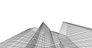 Arkaplanda mimari bina 3d illüstrasyon