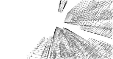 Arkaplanda mimari bina 3d illüstrasyon