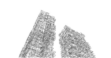 Mimari sanat konseptinde soyut çizgiler, minimum geometrik şekiller. 