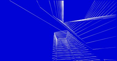 Mimari sanat konseptinde soyut çizgiler, minimum geometrik şekiller. 