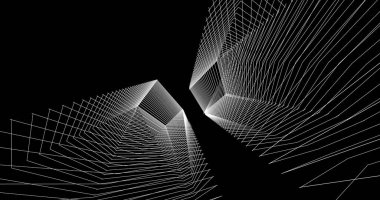 Mimari sanat konseptinde soyut çizgiler, minimum geometrik şekiller. 