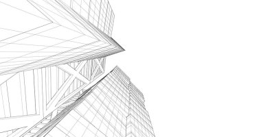 Arkaplanda mimari bina 3d illüstrasyon