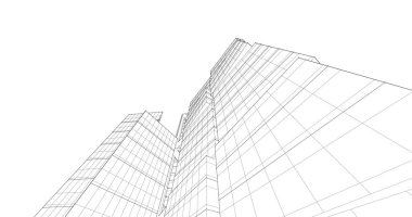 Arkaplanda mimari bina 3d illüstrasyon