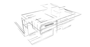 Arkaplanda mimari bina 3d illüstrasyon