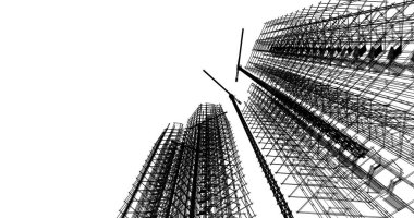 Mimari sanat konseptinde soyut çizgiler, minimum geometrik şekiller. 