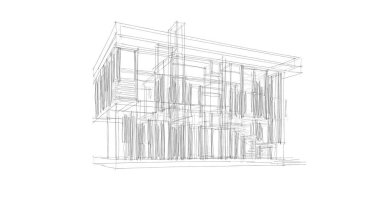 Arkaplanda mimari bina 3d illüstrasyon