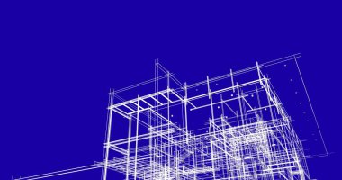 Arkaplanda mimari bina 3d illüstrasyon