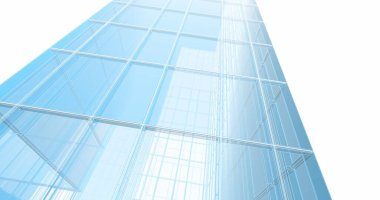 Arkaplanda mimari bina 3d illüstrasyon