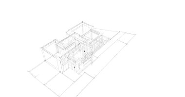 Mimari sanat konseptinde soyut çizgiler, minimum geometrik şekiller. 
