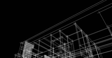 Mimari sanat konseptinde soyut çizgiler, minimum geometrik şekiller. 