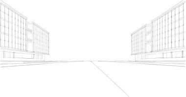 Mimari sanat konseptinde soyut çizgiler, minimum geometrik şekiller. 