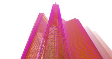 Arkaplanda mimari bina 3d illüstrasyon