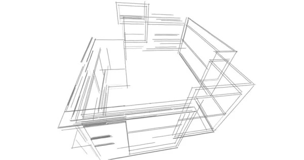 建筑墙纸设计 数字概念背景 — 图库照片