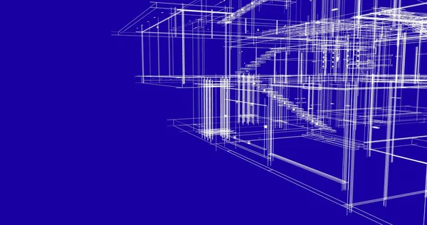 Arkaplanda mimari bina 3d illüstrasyon