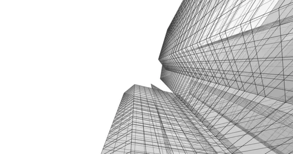 Arkaplanda mimari bina 3d illüstrasyon