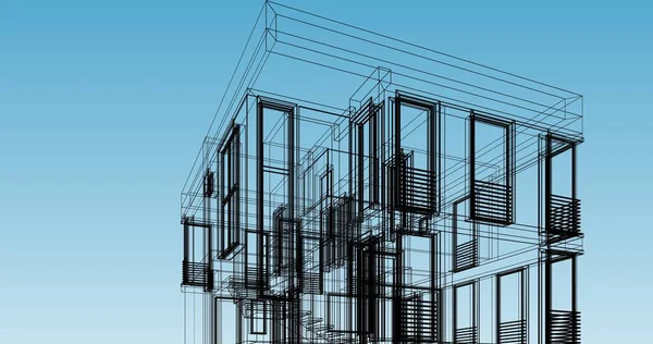 Mimari sanat konseptinde soyut çizgiler, minimum geometrik şekiller. 