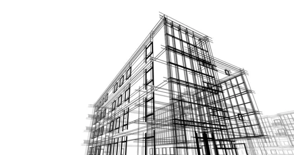 Arkaplanda mimari bina 3d illüstrasyon