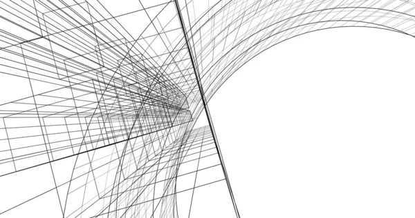Абстрактні Лінії Малювання Концепції Архітектурного Мистецтва Мінімальні Геометричні Форми — стокове фото