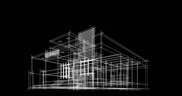Αφηρημένες Σχεδιαστικές Γραμμές Στην Αρχιτεκτονική Έννοια Της Τέχνης Ελάχιστα Γεωμετρικά — Φωτογραφία Αρχείου