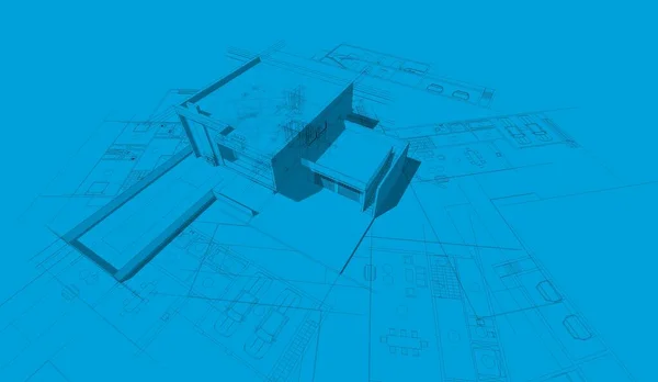 Abstrakcyjne Linie Rysunku Koncepcji Sztuki Architektonicznej Minimalne Kształty Geometryczne — Zdjęcie stockowe