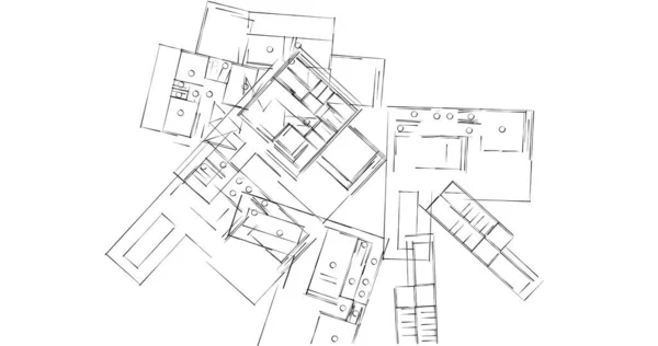 Abstrakte Zeichnungslinien Architektonischen Kunstkonzept Minimale Geometrische Formen — Stockfoto