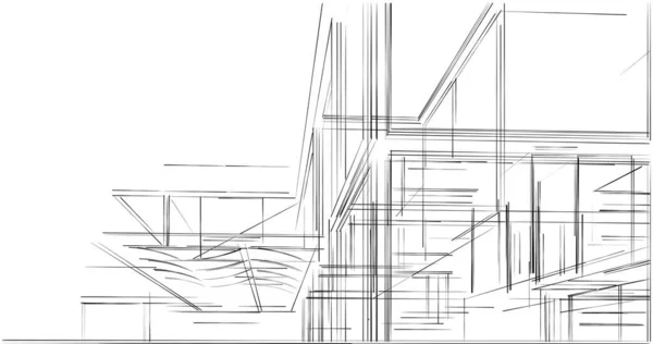 建築芸術の概念における抽象的な線や最小限の幾何学的形状 — ストック写真