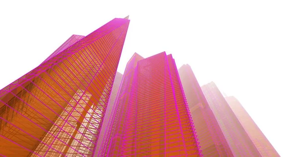 Arkaplanda mimari bina 3d illüstrasyon