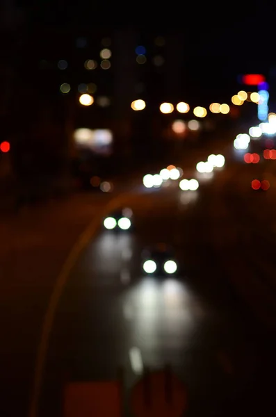 Verschwommene Abstrakte Lichter Hintergrund Der Stadt Der Nacht — Stockfoto